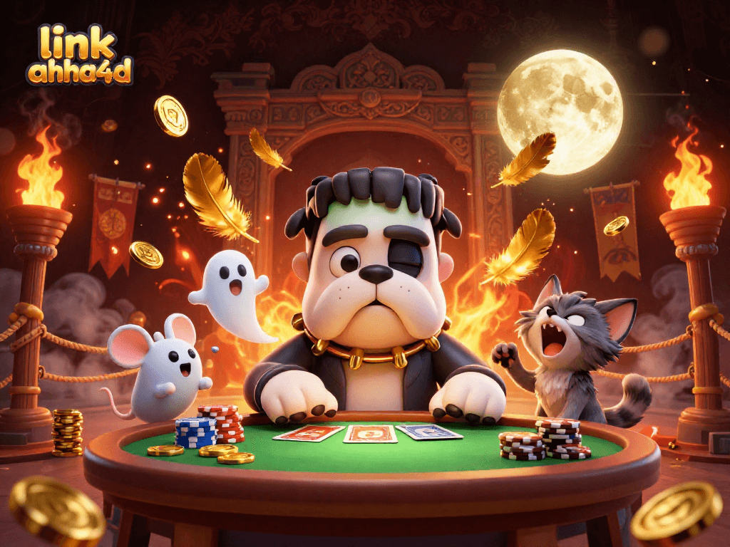 Engage with link ahha4d in a vibrant 3D casino scene featuring whimsical characters and dynamic gambling elements.